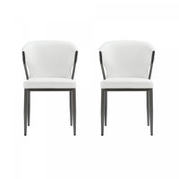 Kirsten Modern Metal Vegan Leather Dining Chair in White - Set of 2 Armoire 
