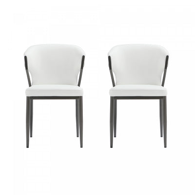 Kirsten Modern Metal Vegan Leather Dining Chair in White - Set of 2 Armoire | Chaise de salle a manger moderne en metal et cuir vegetalien Kirsten, blanc - Lot de 2
