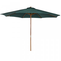 Outsunny 10ft Wooden Patio Umbrella With Rope Pulley Mechanism, Dark Green