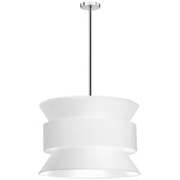 Dainolite Questa 4 Light Pendant Polished Chrome White Shades Lamp