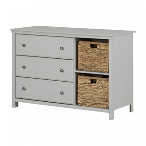 Cotton Candy 3-drawer Dresser With Storage Baskets - Soft Gray 