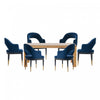 Carrington and Rockaway Modern Industry Chic 7-Piece Dining Set in Midnight Blue and Natural