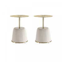 Anderson Modern Metal Top Upholstered End Table in Cream - Set of 2 