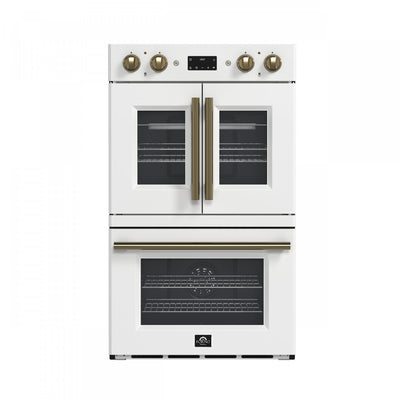 Forno Asti 30-Inch Double Electric Wall Oven in White, 7.36 cu. ft. - FBOEL1340-30WHT | Four mural electrique double Asti 30 pouces, blanc, 7,36 pi³ - FBOEL1340-30WHT