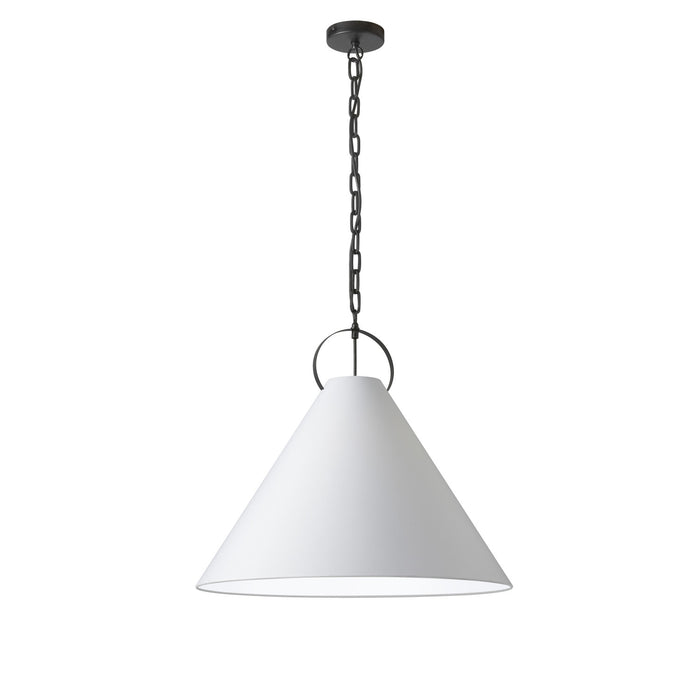 Dainolite Princeton 1 Light Pendant 24\" Dia Matte Black Finish White Shade Lamp