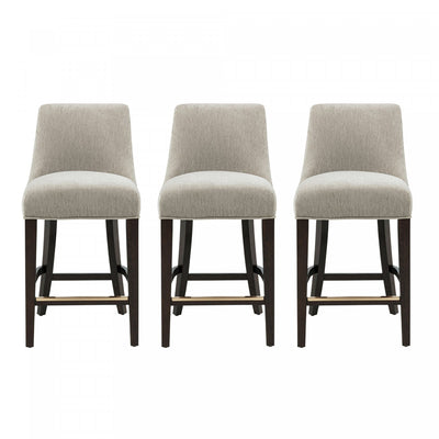 Beever Modern Chenille Wood Counter Stool in Taupe - Set of 3 Bar Stool | Tabouret de comptoir moderne en bois avec chenille Beever, taupe - Lot de 3