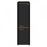 Forno Storico 22 Inch Retro Bottom Freezer Fridge in Black, 9 cu.ft. - FFFFD1745-22BLK 