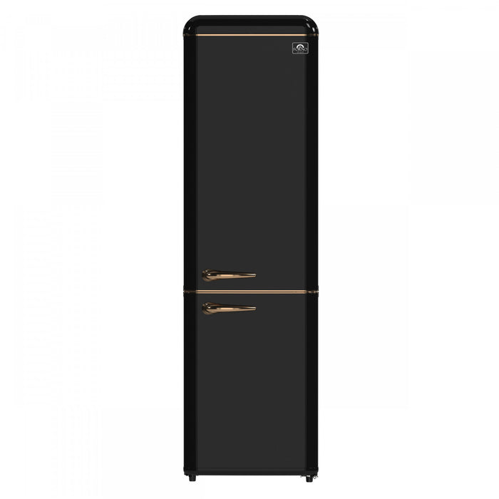 Forno Storico 22 Inch Retro Bottom Freezer Fridge in Black, 9 cu.ft. - FFFFD1745-22BLK