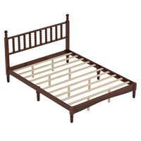 Oliver Retro Wood Platform Bed with Gourd Shaped Headboard - Dark Brown