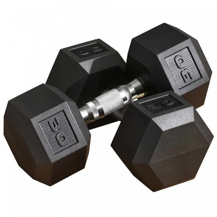 Soozier 2 x 30lbs Rubber Dumbbells Weight Set, Dumbbell Hand Weight for Body Fitness Training