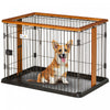 Pawhut Steel Dog Crate Cage, Lightweight Puppy Kennel, With Front Door, Secured Latch, No Leak Tray, For Small & Medium Sized Dog, 35\" X 22.5\" X 23.5\"