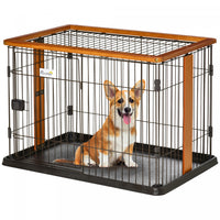 Pawhut Steel Dog Crate Cage, Lightweight Puppy Kennel, With Front Door, Secured Latch, No Leak Tray,