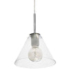 Dainolite Roswell 1 Light Pendant Large Satin Chrome Clear Glass Lamp|Grand luminaire suspendu Roswell de Dainolite en verre transparent, avec fini chromé satiné et 1 ampoule