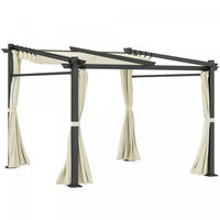 Outsunny 10' X 10' Metal Pergola W/ Retractable Canopy Roof, Beige