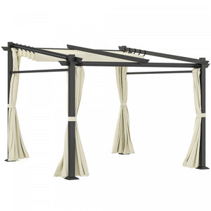 Outsunny 10' X 10' Metal Pergola W/ Retractable Canopy Roof, Beige