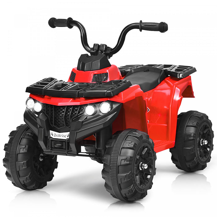 Costway 6v Battery Powered Kids Ride On Atv 4-wheeler Quad W/ Mp3 & Led Headlight Red