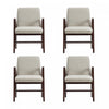Stella Modern Velvet Wood Armchair in Champagne - Set of 4