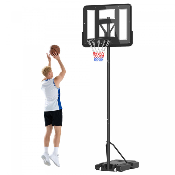 Soozier 4.6-10ft Portable Basketball Hoop with Wheels and 43\" Backboard