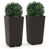 Costway 23\" Tall Planter Set Of 2 For Indoor/ Outdoor Use Large Self-watering Plant Pot Brown