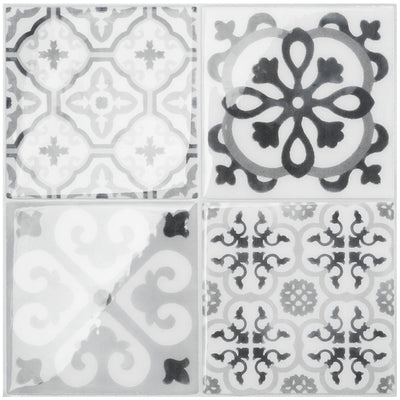 Smart Tiles Peel and Stick 4-Sheet 9 x 9 Backsplash - Vintage Bartoli|Dosseret Smart Tiles peler et coller 9 x 9, 4 feuilles - Vintage Bartoli