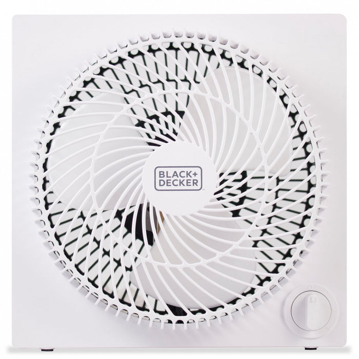 BFP Series BLACK+DECKER 9-Inch Frameless Box Fan, 3-Speed Settings, BFB09W, White Fan Tabletop
