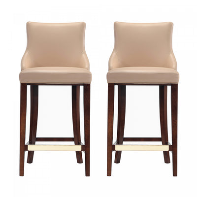 Shubert Modern Wood Upholstered Barstool in Tan - Set of 2 | Tabouret de bar moderne en bois avec revetement en tissu couleur beige Shubert - Lot de 2