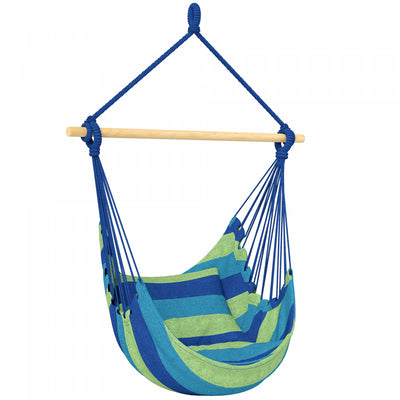 Outsunny Hammock Chair, Swing Hanging Macrame Chair, Blue and Green