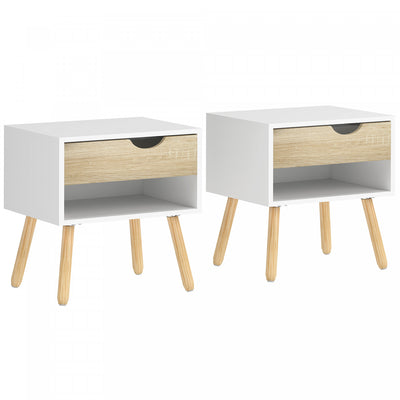 HOMCOM Bedside Table with Drawer & Shelf, Nightstand, End Table for Bedroom