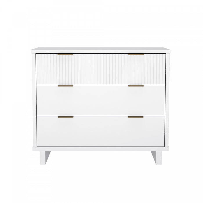 Elara Contemporary 38\" Solid Wood Dresser in White (3-Drawer)