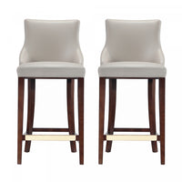 Shubert Modern Wood Upholstered Barstool in Light Gray - Set of 2
