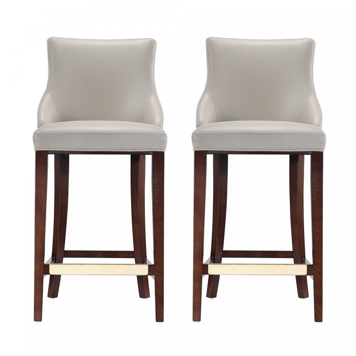 Shubert Modern Wood Upholstered Barstool in Light Gray - Set of 2