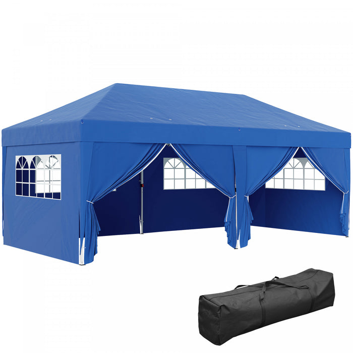 Outsunny 10'x20' Pop Up Tent Outdoor Easy Folding Gazebo Party Tent Blue