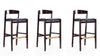 Klismos Mid-Century Modern Wood Upholstered Barstool in Black - Set of 3