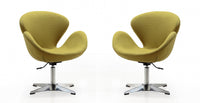 Raspberry Modern Upholstered Swivel Lounge Chair in Green - Set of 2 Accent Chair