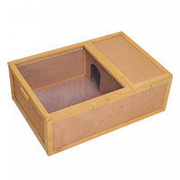 Pawhut Tortoise Enclosure, Wooden Turtle Tank Reptile Terrarium With Two Room Design, For Indoor Use