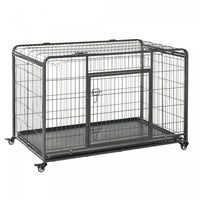 Pawhut Folding Heavy Duty Dog Crate Heavy Duty Cage For Extra Large Sized Dogs With Double Doors, Lo