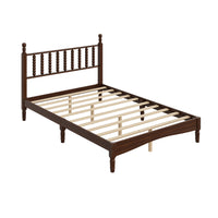 Oliver Retro Wood Platform Bed with Gourd Shaped Headboard - Dark Brown