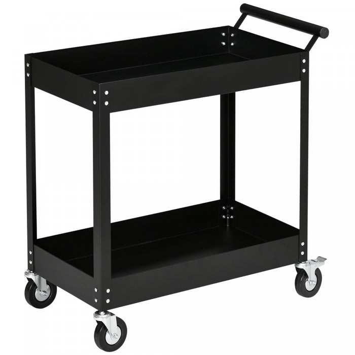 Durhand 2 Tier Rolling Tool Cart Steel Mobile Service Utility Cart