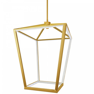 Dainolite Cage LED Pendant 64w Aged Brass Finish White Diffuser Lamp|Luminaire suspendu Cage de Dainolite blanc qui diffuse la lumière, avec fini laiton vieilli et ampoule à DEL de 64 W