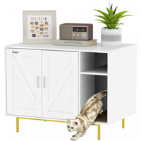 Pawhut Cat Litter Box Enclosure, Litter Box Furniture With Scratching Pad, 2-door Storage Cabinet, Indoor Cat House For Living Room, Bedroom, 31.5