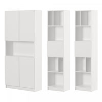 Liora Set Of Bookcase And 2 Narrow 5-shelf Bookcases - Pure White 