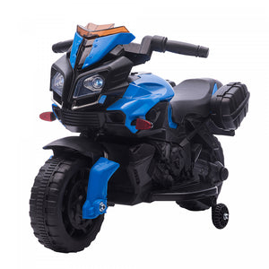 Aosom Kids Powered Ride-On Motorcycle, 6v Electric Battery Powered Dirt Bike W/ Training Wheels, Gift For Children Boys Girls Blue