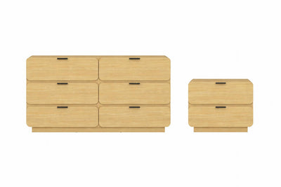 Chrystie Contemporary Modern 2-Piece Dresser and Nightstand in Natural | Commode contemporaine moderne 2 pieces Chrystie et table de chevet en bois naturel