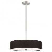 Dainolite Everly 4 Light Pendant Satin Chrome Finish Black Shade Lamp