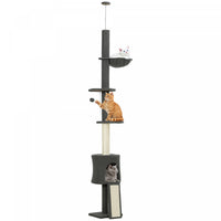 PawHut Floor to Ceiling Cat Tree, 5-Tier Cat Tower Adjustable Height 87