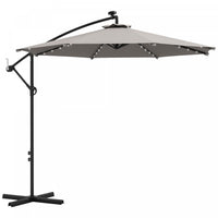 Outsunny 10ft Outdoor Cantilever Umbrella With Solar Lights Light Grey
