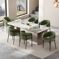 Ethan Set of 6 Modern Corduroy Upholstery Side Chair with Angled Legs and Adjustable Feet,Green Dining Chair 