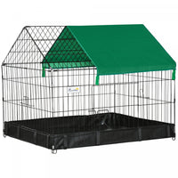 Pawhut Metal Rabbit Cage With Water-resistant Cover, Outdoor Small Animal Cage, Cat Playpen Kennel E