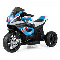 12v Kids Ride On Motorcycle Licensed Bmw 3 Wheels Electric Toy W/ Light & Music Blue