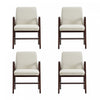 Stella Modern Velvet Wood Armchair in Cream - Set of 4